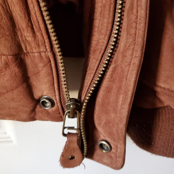 Men's Brown SUEDE lined jacket- Bomer style - Picture 3 of 9